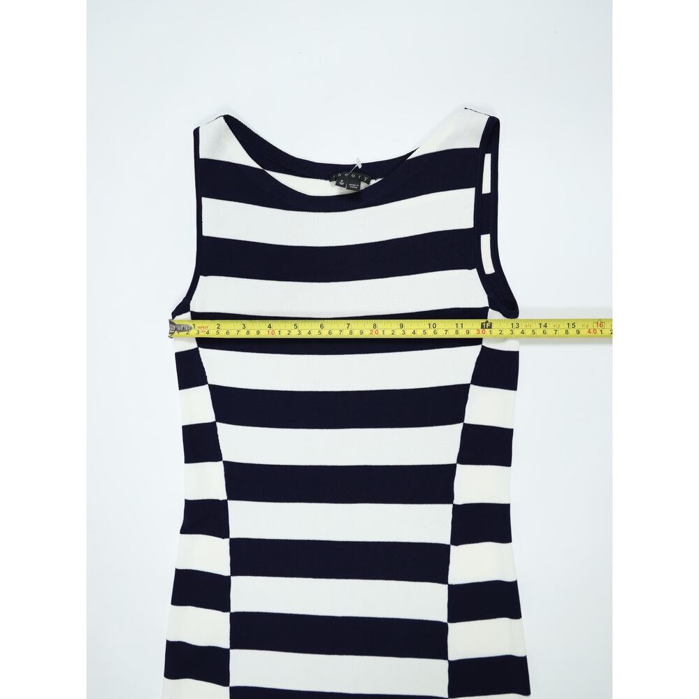 Theory Lasina Dasher Navy Ivory Nautical Stripe Knit Sheath Dress Petite Coastal - Picture 13 of 15